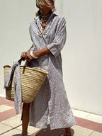 HAZEL | Women's Striped Cardigan Lapel Shirt Dress