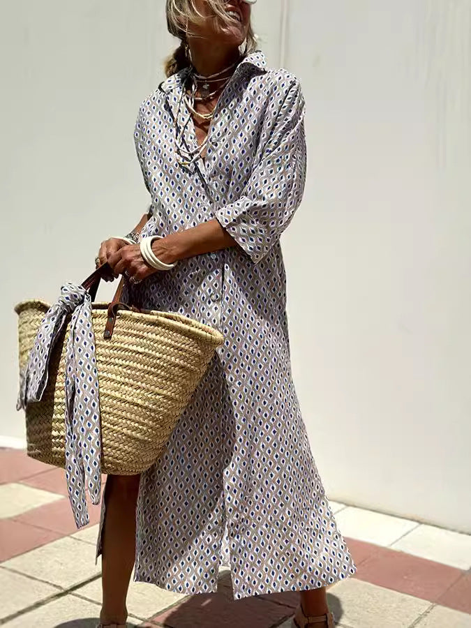 HAZEL | Women's Striped Cardigan Lapel Shirt Dress