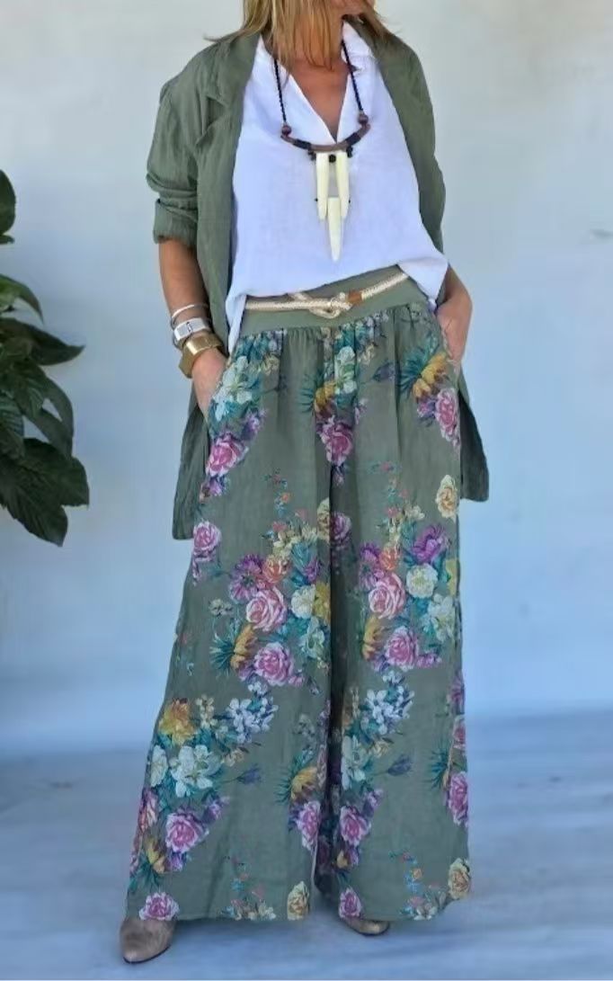 HAZEL | Women's Printed Wide Leg Pants and Casual Suit Jacket