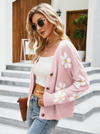 HAZEL | Floral Knitted Cardigan for Women