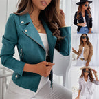 HAZEL | Slim Fit Suede Jacket with Zipper