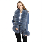 HAZEL | Women's Fox Fur Trim Knitted Cardigan