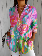 Anica - Vibrant Artistic Button-Up Blouse