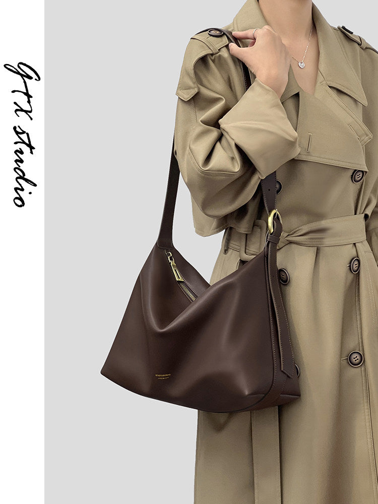 HAZEL | Genuine Leather Tote Bag with Crossbody Strap