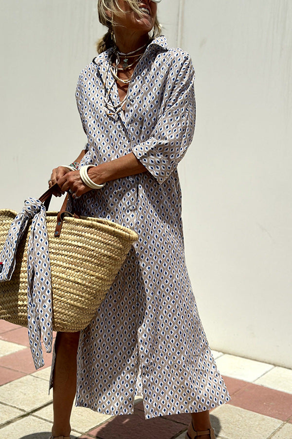 HAZEL | Women's Striped Cardigan Lapel Shirt Dress