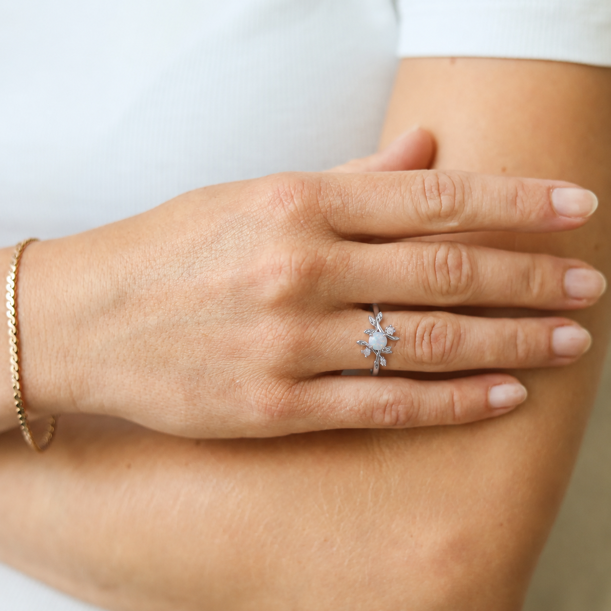 Silverleaf Opal Ring