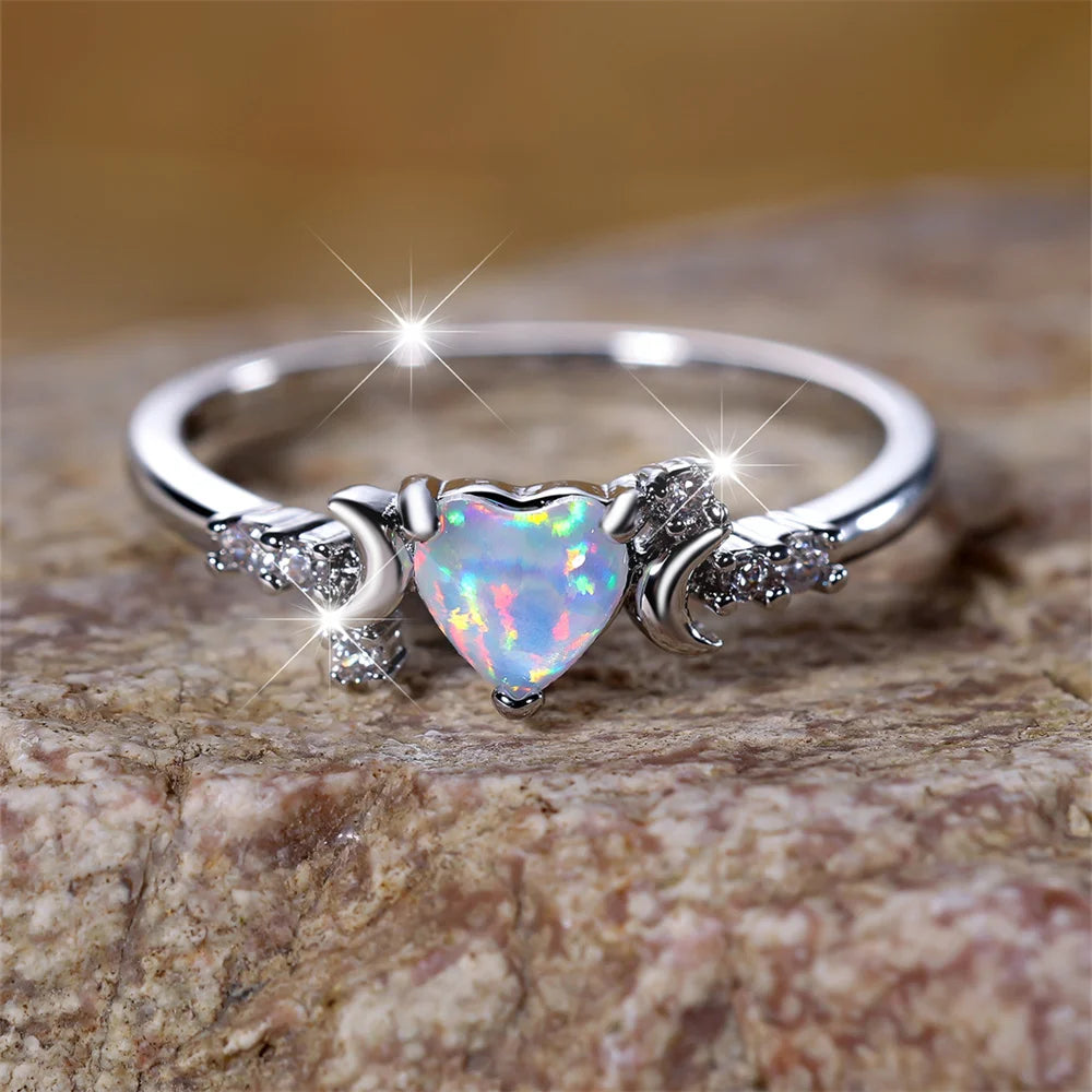 Blushing Heart Opal Ring