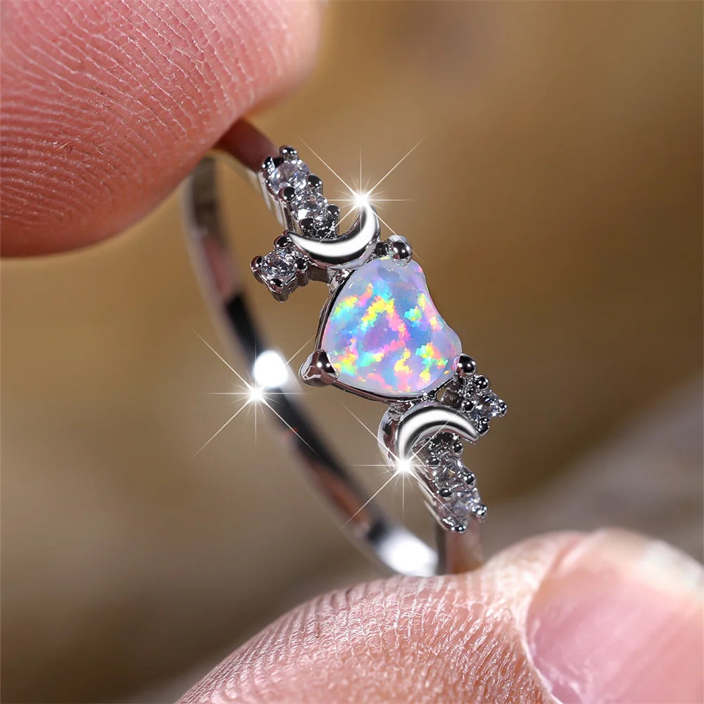 Blushing Heart Opal Ring