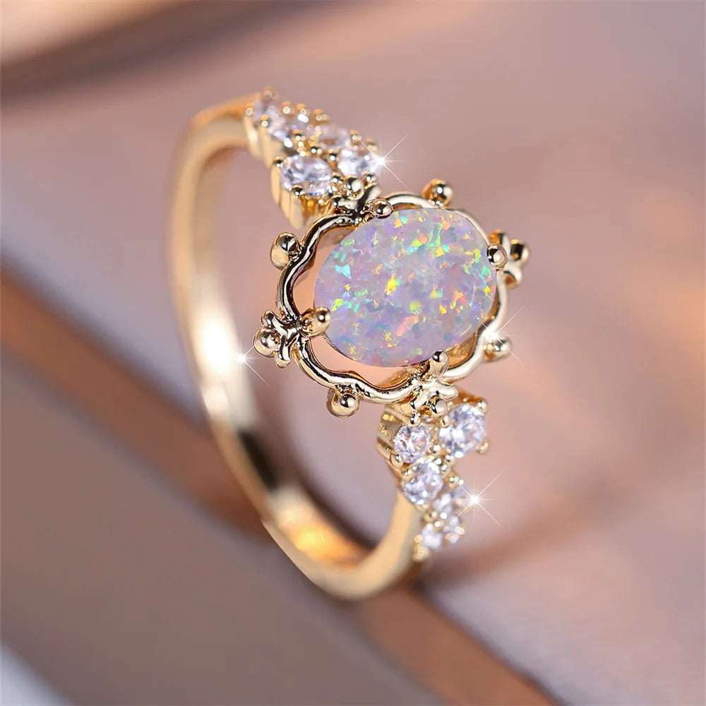 Golden Bloom Opal Ring