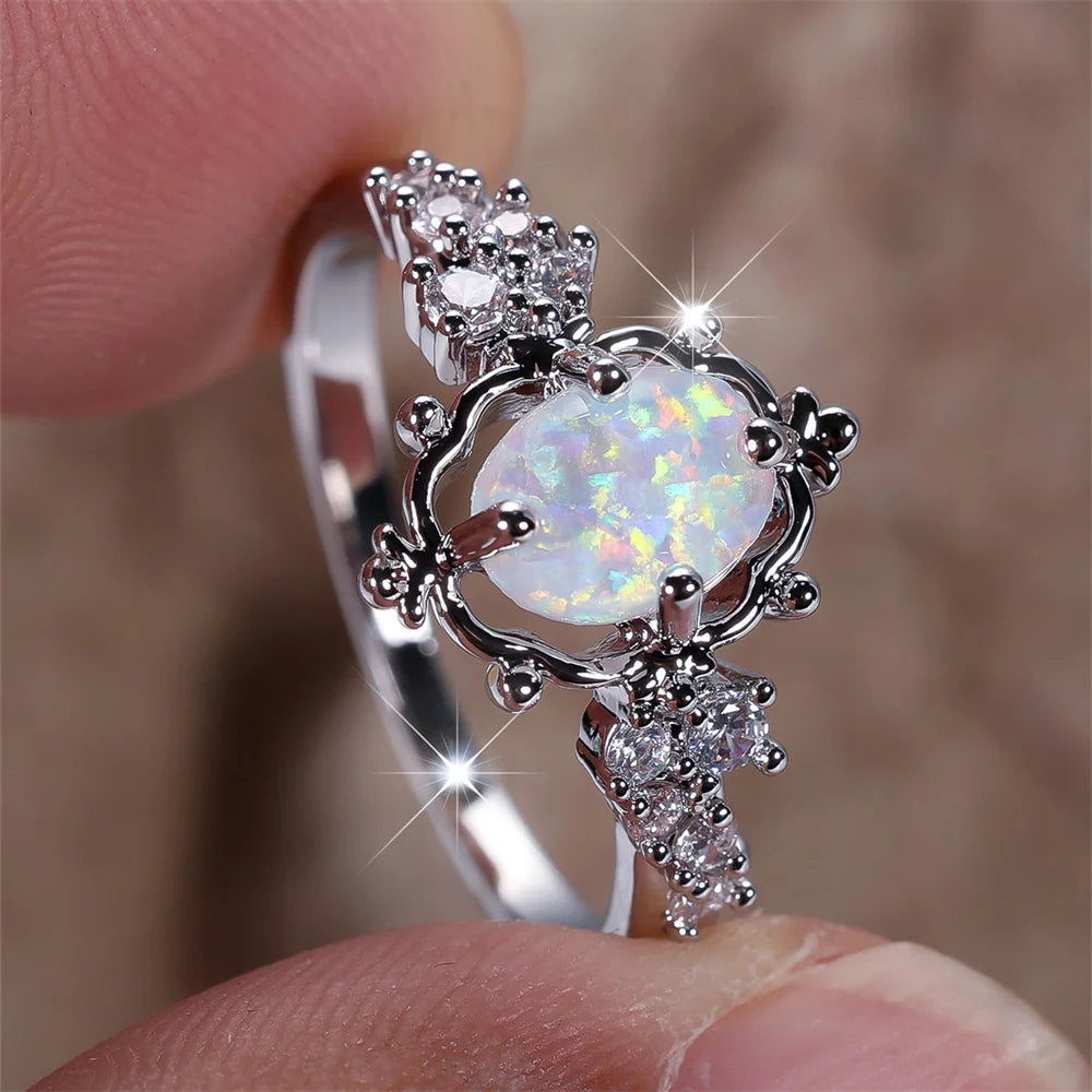 Moonlit Oval Opal Ring