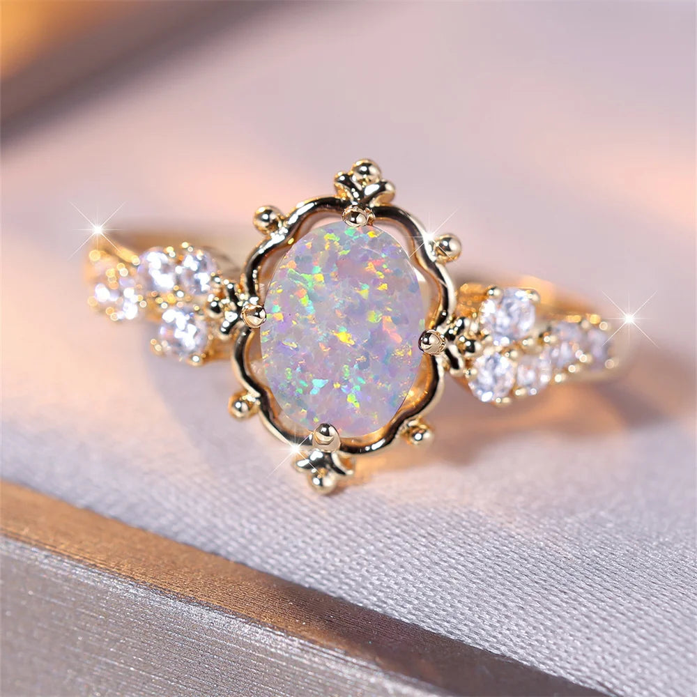Golden Bloom Opal Ring