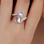 Cat Moonstone Ring