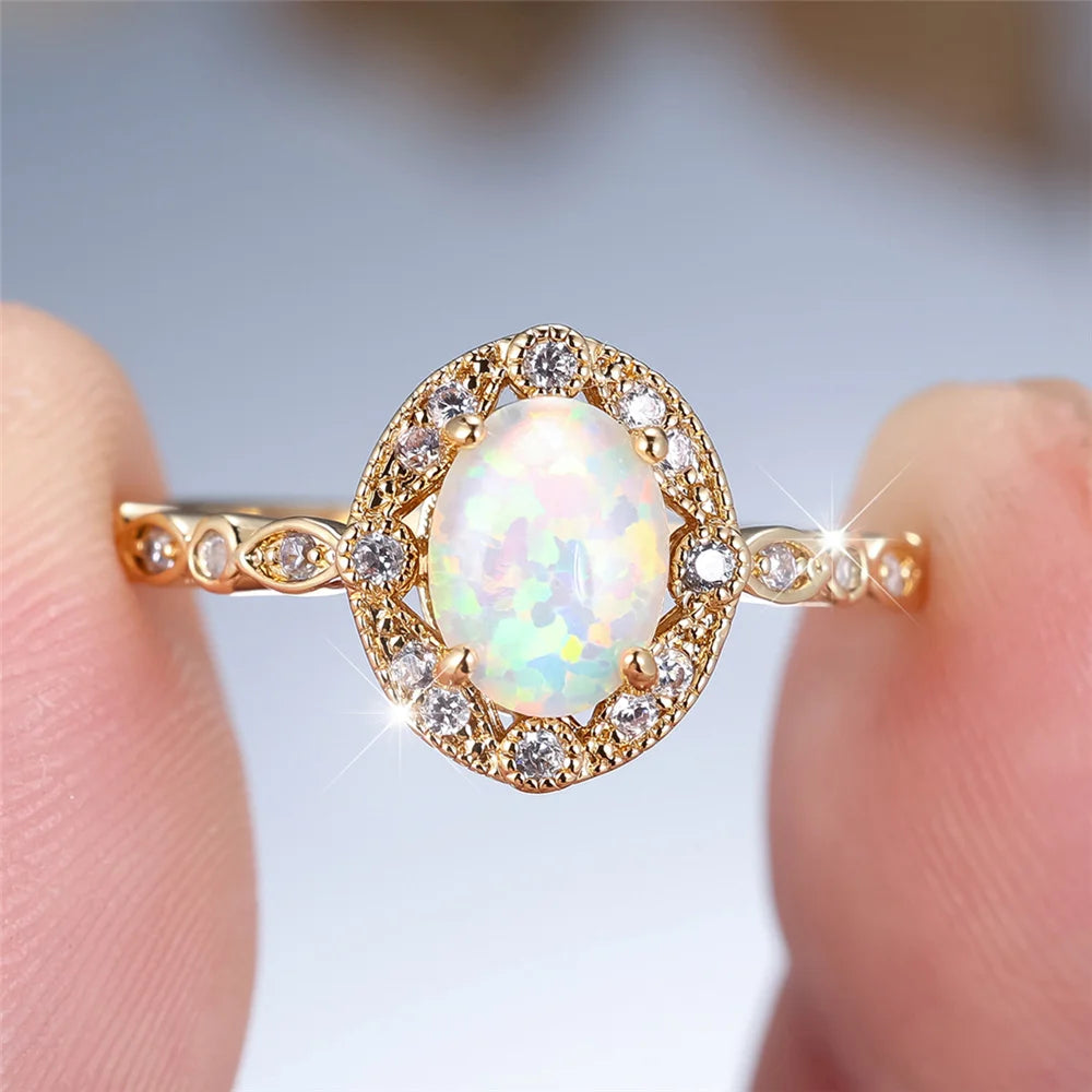 Golden Solstice Opal Ring