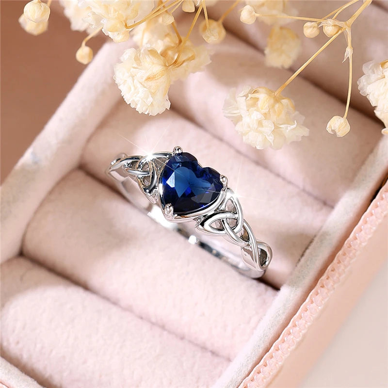 Azure Devotion Heart Ring