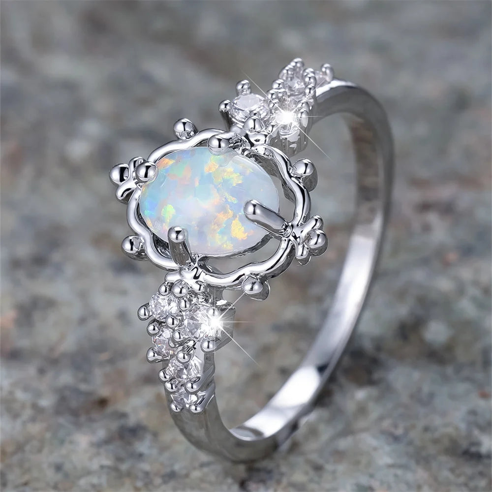 Moonlit Oval Opal Ring