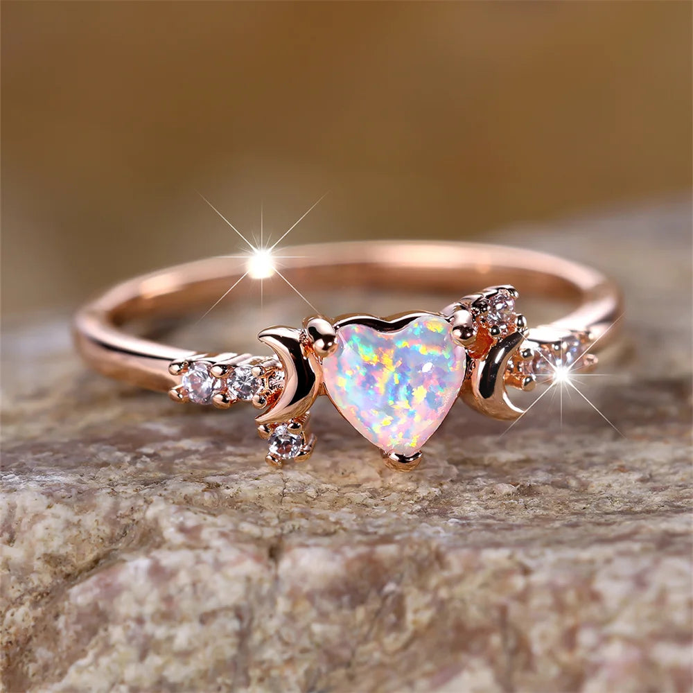 Blushing Heart Opal Ring