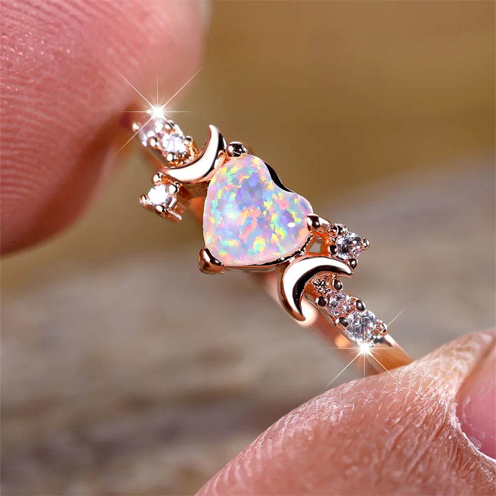 Blushing Heart Opal Ring