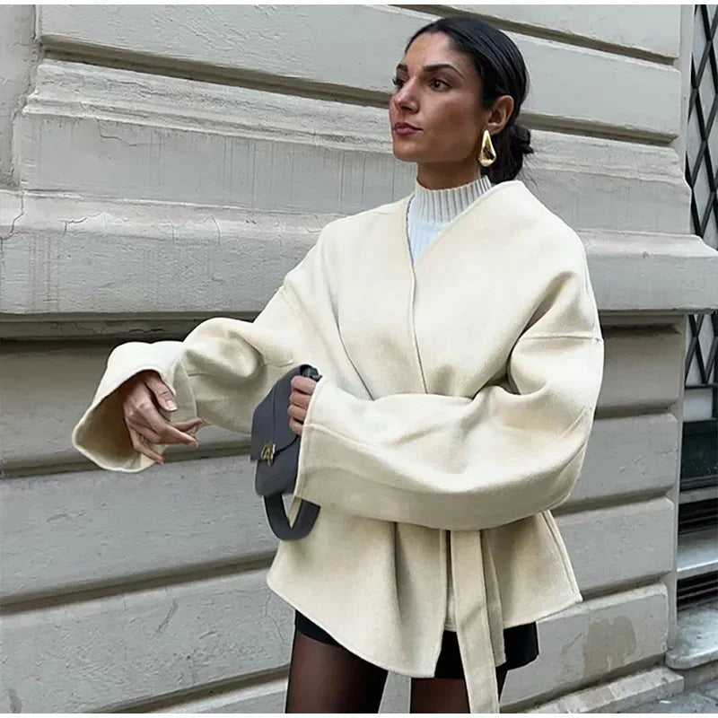HAZEL | V-neck long-sleeved jacket, loose fit
