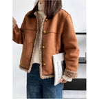 HAZEL | High-End Small Fragrant Lamb Plush Outwear Women's Winter Short Fur One-Piece Jacket