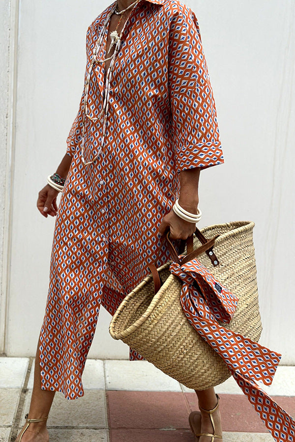 HAZEL | Women's Striped Cardigan Lapel Shirt Dress