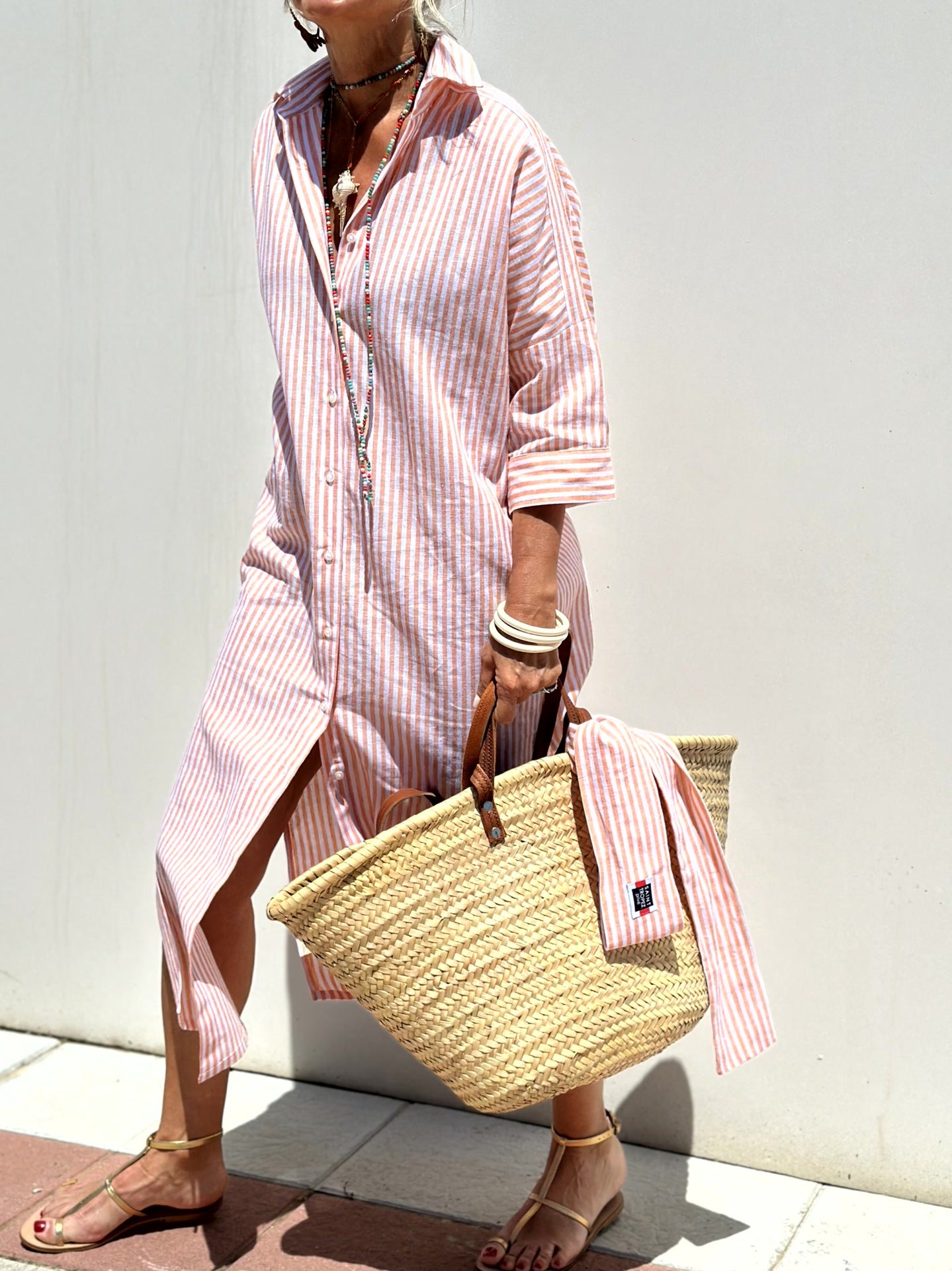HAZEL | Women's Striped Cardigan Lapel Shirt Dress